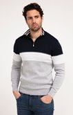 Pull col montant tricolore sporty