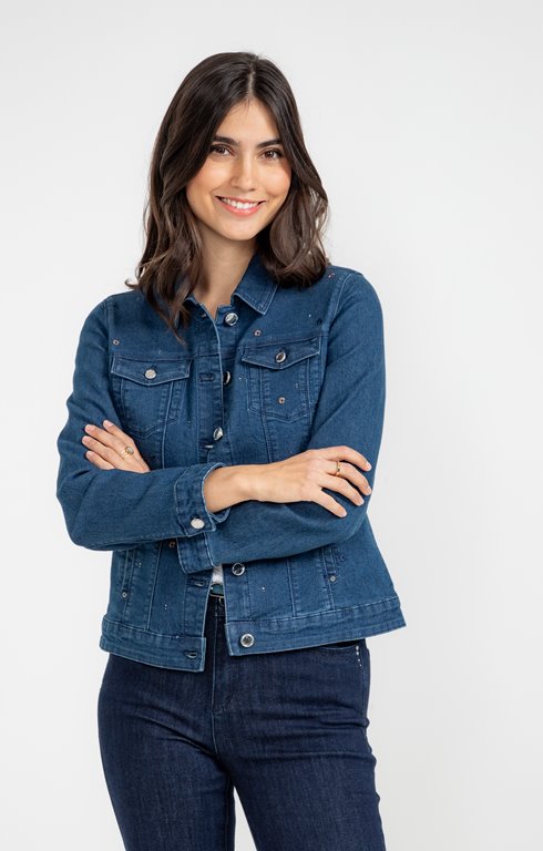 Blouson denim brodé