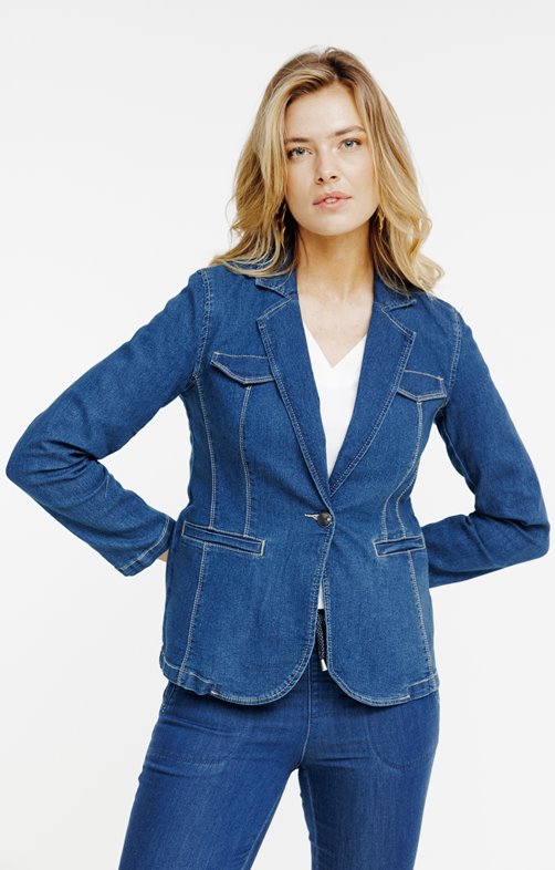 Veste en denim et col tailleur