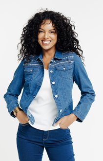 Blouson denim brodé