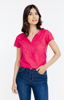 Tee-shirt uni col mao