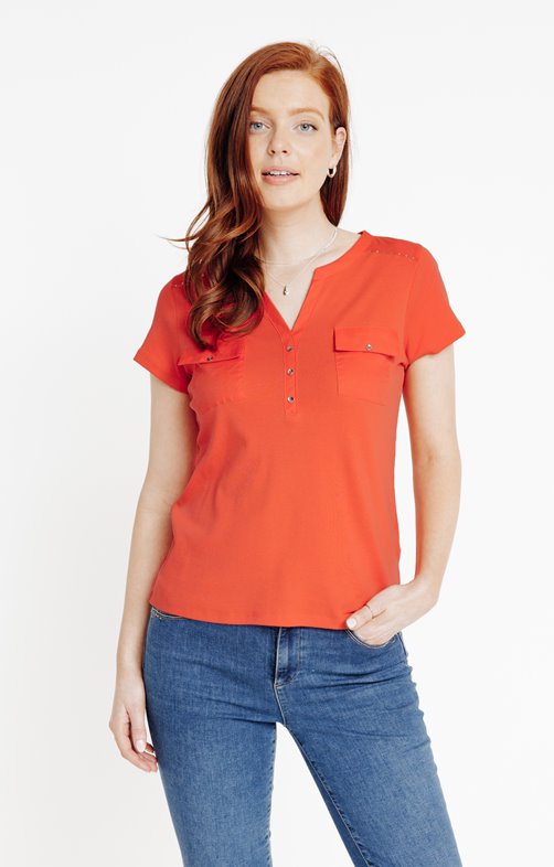 Tee-shirt col mao manches courtes
