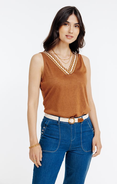 Tee-shirt sans manche col v