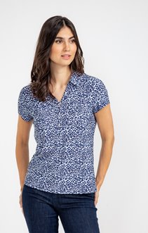 TEE-SHIRT ETE COL POLO IMPRIME LEOPARD 