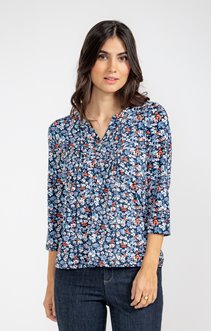 TEE-SHIRT COL MAO IMPRIMé FLEURS