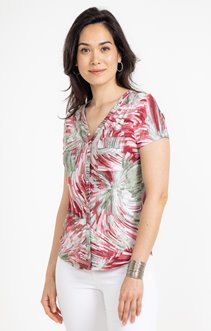 Tee-shirt imprimé col mao