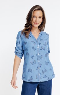 Chemise col mao imprimée