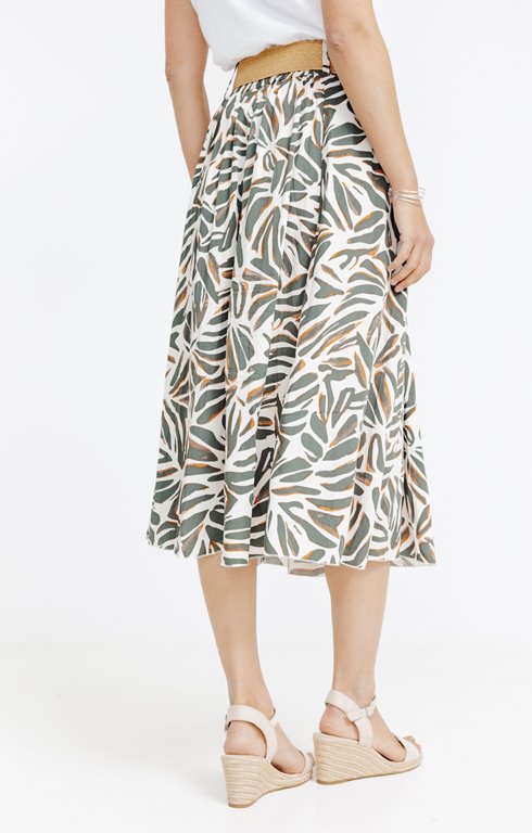 Jupe Fluide Imprimée Fleurs Coupe Asymétrique - Taille 44 (16 US) - Viscose - Blanche à Fleurs - Neuve Sans étiquette