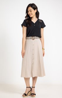 Jupe longue boutonnée avec ceinture