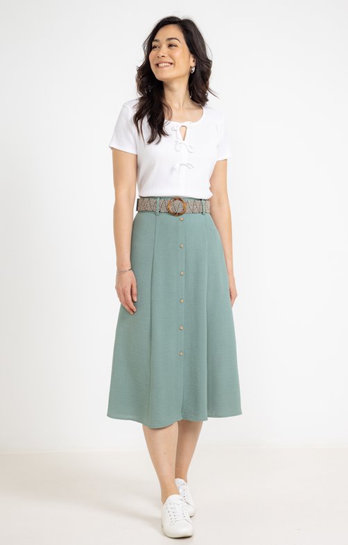 Jupe longue boutonnée avec ceinture