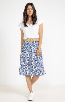 Jupe imprimée froissée midi et ceinture