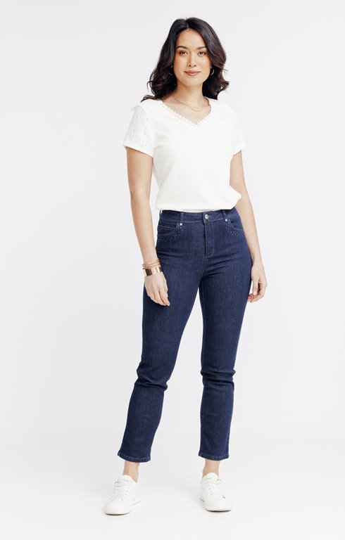 Pantalon 7/8 denim - coupe droite