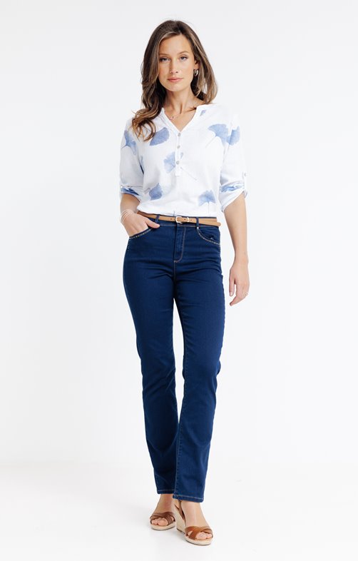 Pantalon denim long coupe droite