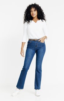 Pantalon denim bootcut avec ceinture