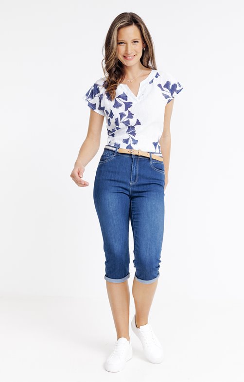 Corsaire denim avec ceinture