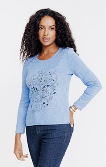 Pull imprimé placé et strass