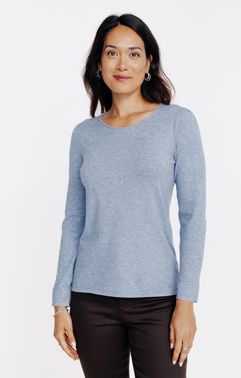 Pull avec coeurs à strass