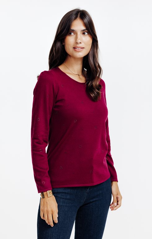 Pull avec coeurs à strass