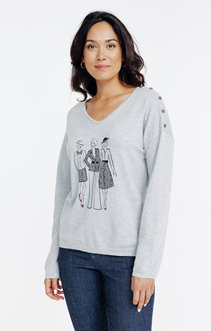 Pull avec imprimé placé et studs