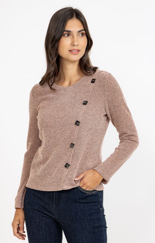 Pull patte de boutonnage asymétrique