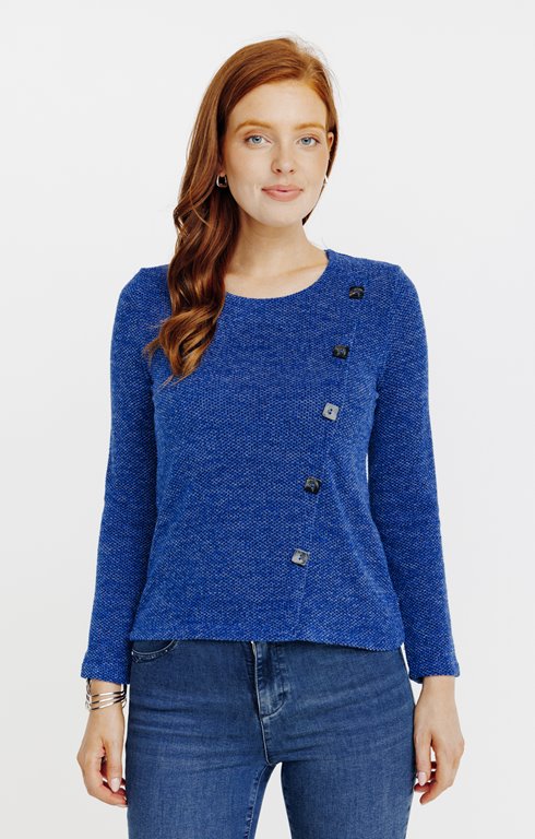 Pull patte de boutonnage asymétrique