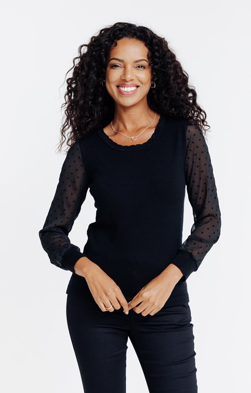 Pull tissé aux manches