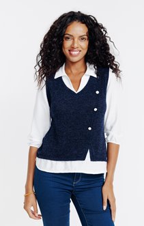 Pull 2-en-1 manches chaîne et trame