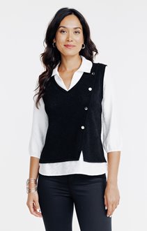 Pull 2-en-1 manches chaîne et trame