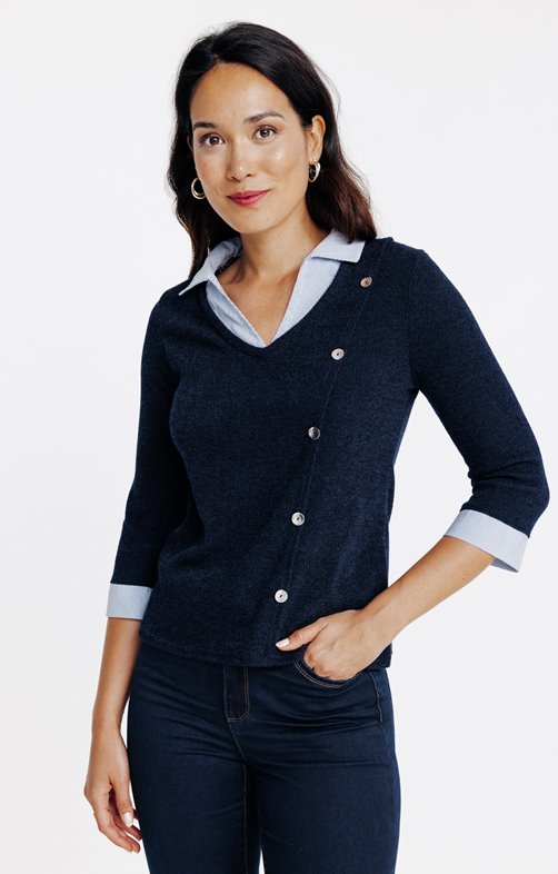Pull 2-en-1 chaîne et trame