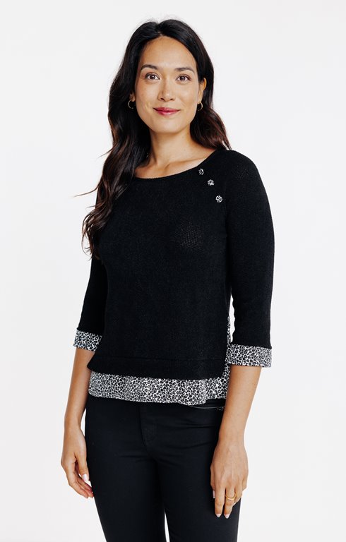 Pull 2-en-1 détail chaîne et trame