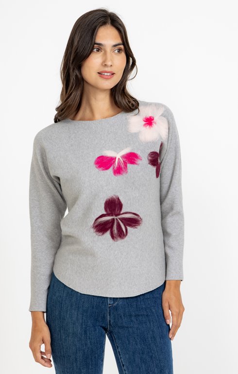 Pull avec des fleurs brodées