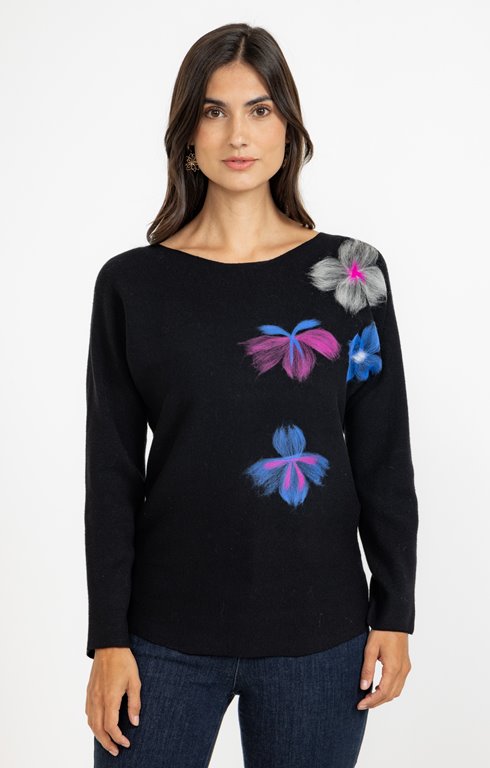 Pull avec des fleurs brodées