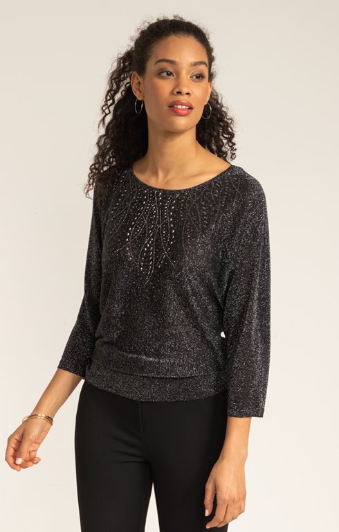 PULL MANCHES CHAUVE SOURIS STRASS