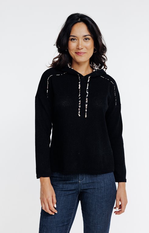 Pull à capuche imprimé léopard