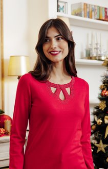 Pull col fantaisie avec strass