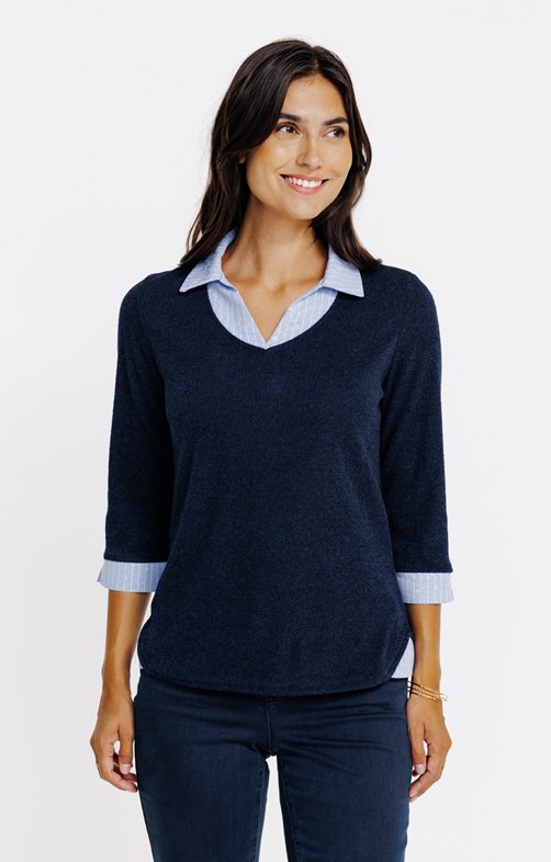 Pull 2-en-1 détails fleurs sur le cou