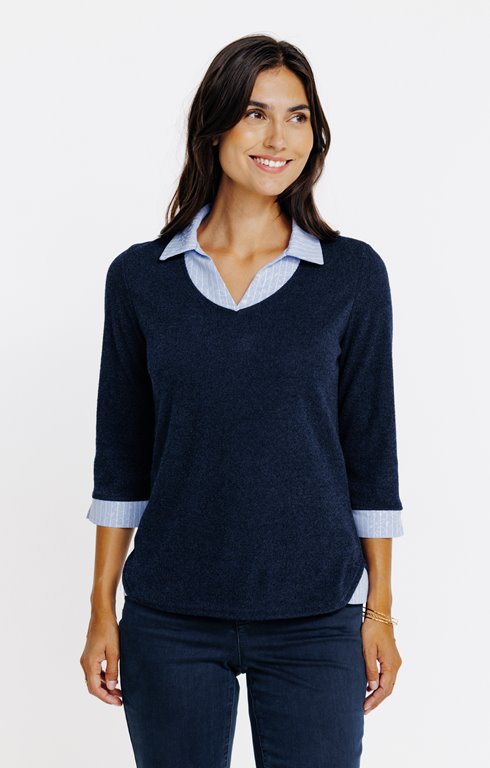 Pull 2-en-1 détails fleurs sur le cou