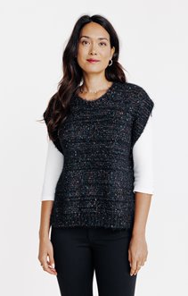 Pull sans manches en maille fluffy