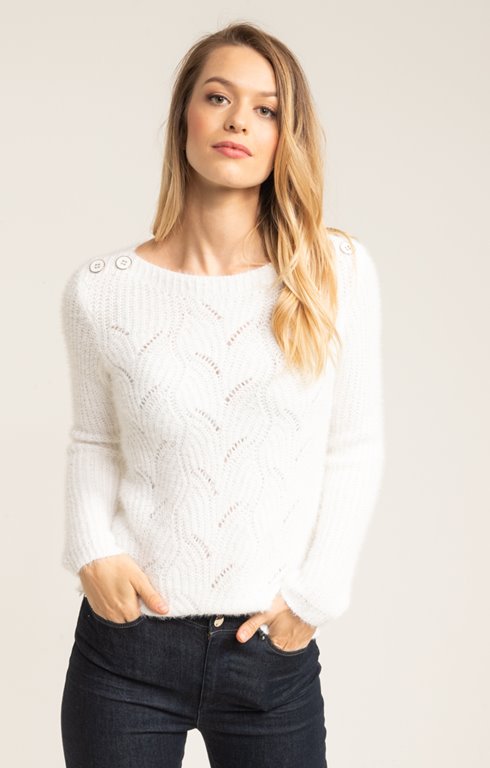 PULL MANCHES LONGUES COL ROND POINTELLE 