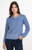 Pull en maille fluffy et pois en sequins