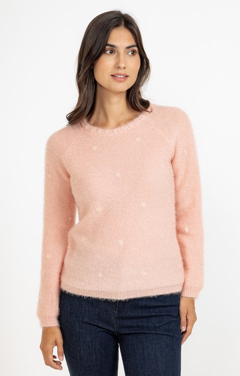 Pull en maille fluffy et pois en sequins