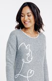 Pull avec motif chat contrasté