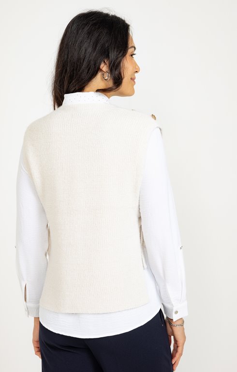 Haut Chemisier Femme PIECE OF BLANC - Ivoire Sans Manches Côtés Ouverts - Taille FR38/M - Neuf Avec étiquettes