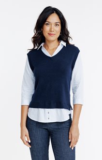 Pull avec manches en popeline rayées