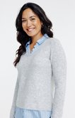 Pull 2-en-1 col chemise rayé