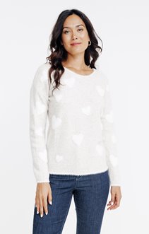 Pull avec coeurs placés all over