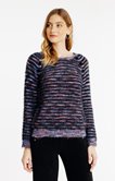 Pull tricotage fantaisie et rayures