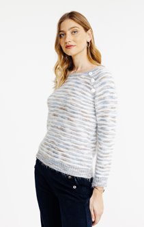 Pull tricotage fantaisie et rayures