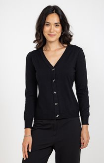 Cardigan col v avec boutons noeuds