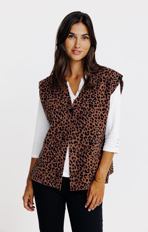 Cardigan jacquard léopard